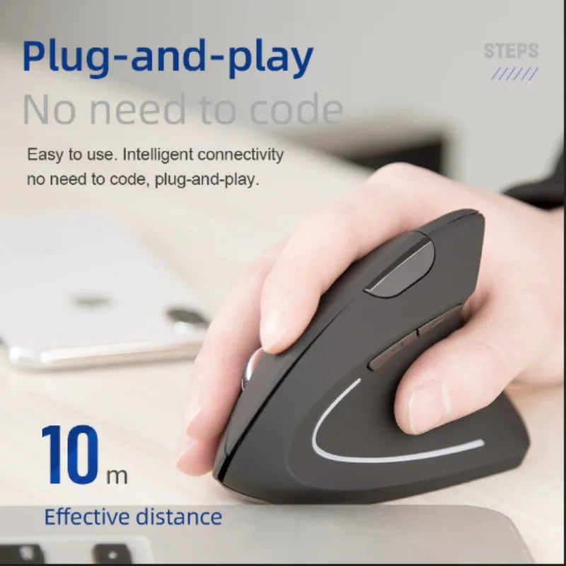 Mouse Vertical Game Mouse Ergonomics 1600DPI PC 2.4G Wireless Laptop Office Mini Game Mouse - Magia de Ofertas