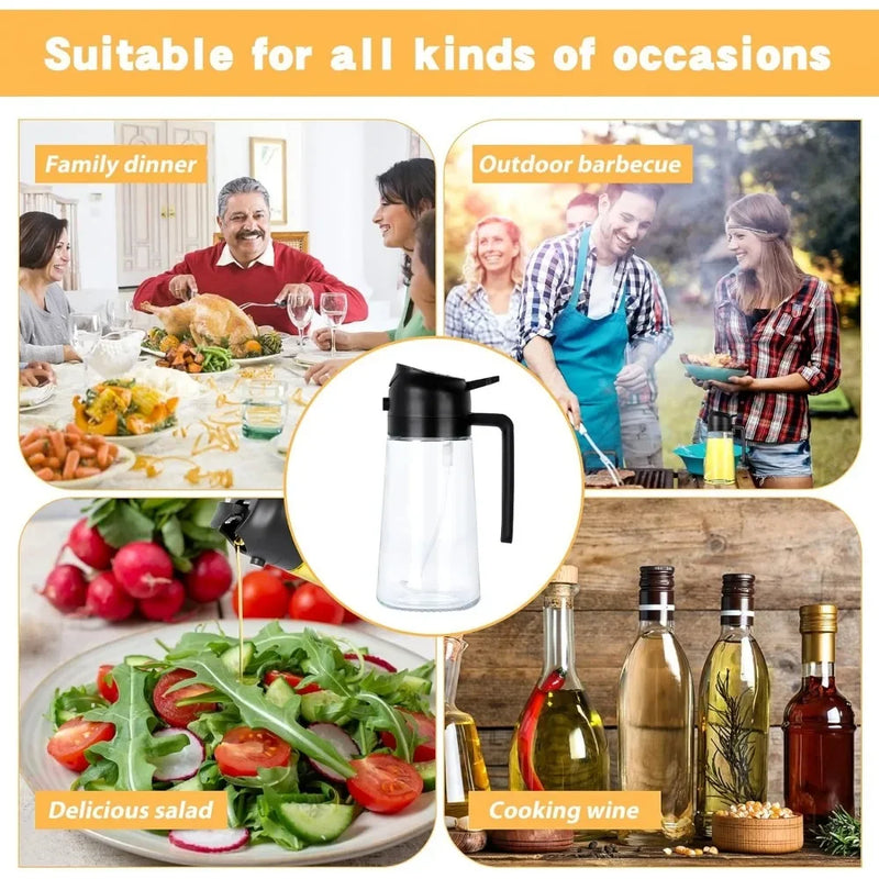 2in1 Oil Sprayer Glass Bottle for Cooking  Anti-leakage Olive Oil Storage Bottle for BBQ Air Fryer Salad Steak Kitchen Supplies Magia de Ofertas