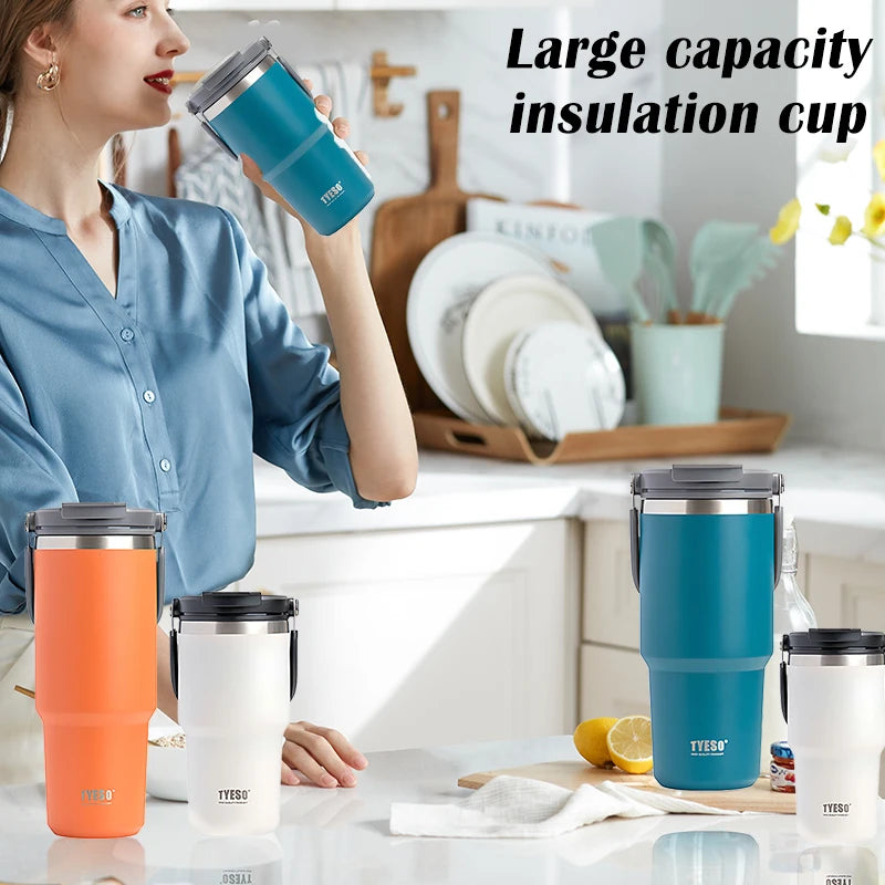 Garrafa Stainless Steel Thermos Bottle Tyeso Coffee Cup Portable Insulation Cold And Hot Travel Fitness Mug Leakproof Vacuum Flask - Magia de Ofertas