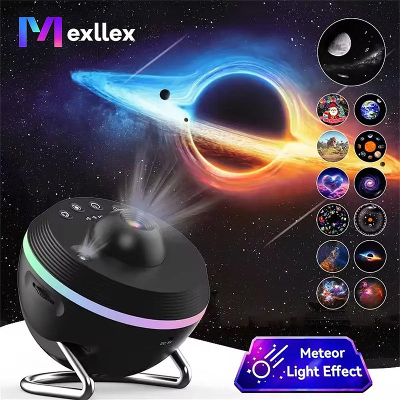 Mexllex Meteor Starry Galaxy Projector Night Light,6 Colorful Effects,Timing Shut-up,Rotary Space Ball Planetarium Lamp for Room Magia de Ofertas