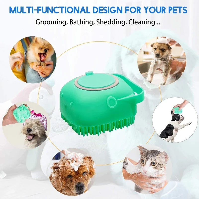 Pet Dog Shampoo Brush, Cat Massage Comb, Grooming Scrubber para banho de cabelo curto, borracha de silicone macia, 2.7oz, 80ml - Magia de Ofertas