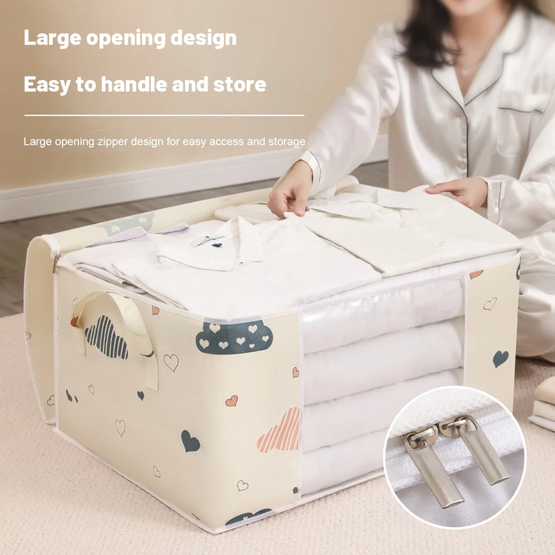 1pc Blue/White Quilt Clothes Storage Bag Moisture Dust Proof Proof Organizer Big Capacity Duvet Blanket Sorting Bags Magia de Ofertas