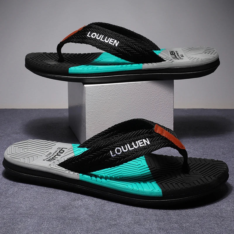 Sandália High Quality Brand Men Flip Flops Summer Beach Flip Flops Men Fashion Breathable Casual Beach Men Slippers Summer Outdoor - Magia de Ofertas