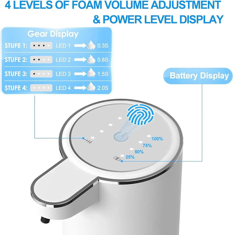 Automatic Soap Dispenser Touchless Foaming Soap Dispenser 380ml USB Rechargeable Electric 4 Level Adjustable Foam Soap Dispenser Magia de Ofertas